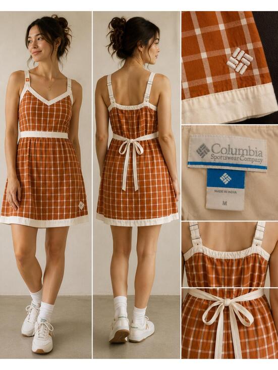 Columbia Dresses & Skirts - Texas Longhorns Columbia Sportswear Burnt Orange Plaid Sleeveless Dress Size M